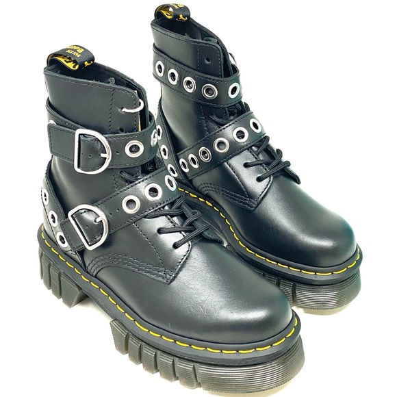 Dr. Martens Audrick 8IB HDW Black Leather, Lady’s Combat Boots. - Picture 7 of 8